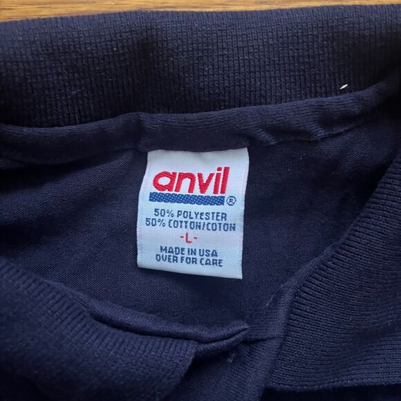 Vintage Anvil Selvedge Pocket 1997 Indianapolis Firefighte Blue Polo Size L - Picture 3 of 6